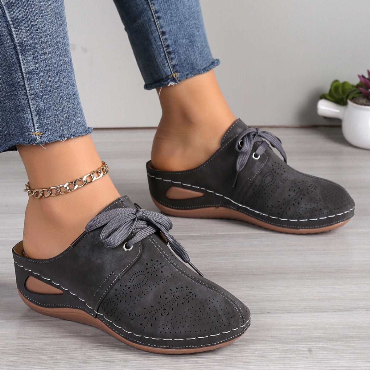 Lace-Up Round Toe Wedge Sandals - Charming Charlie