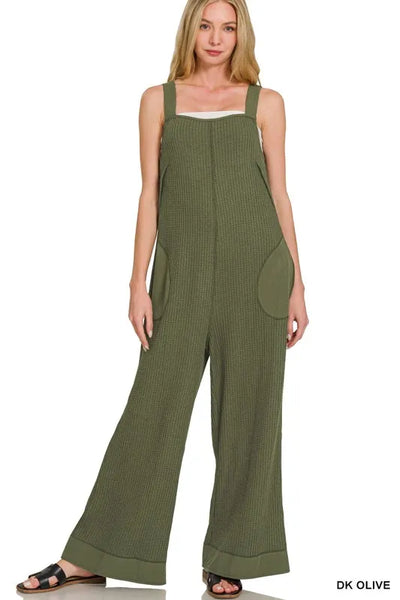 Zenana Knit Waffle Wide Leg Overalls – Charming Charlie