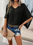V-Neck Batwing Sleeve Knit Top - Charming Charlie