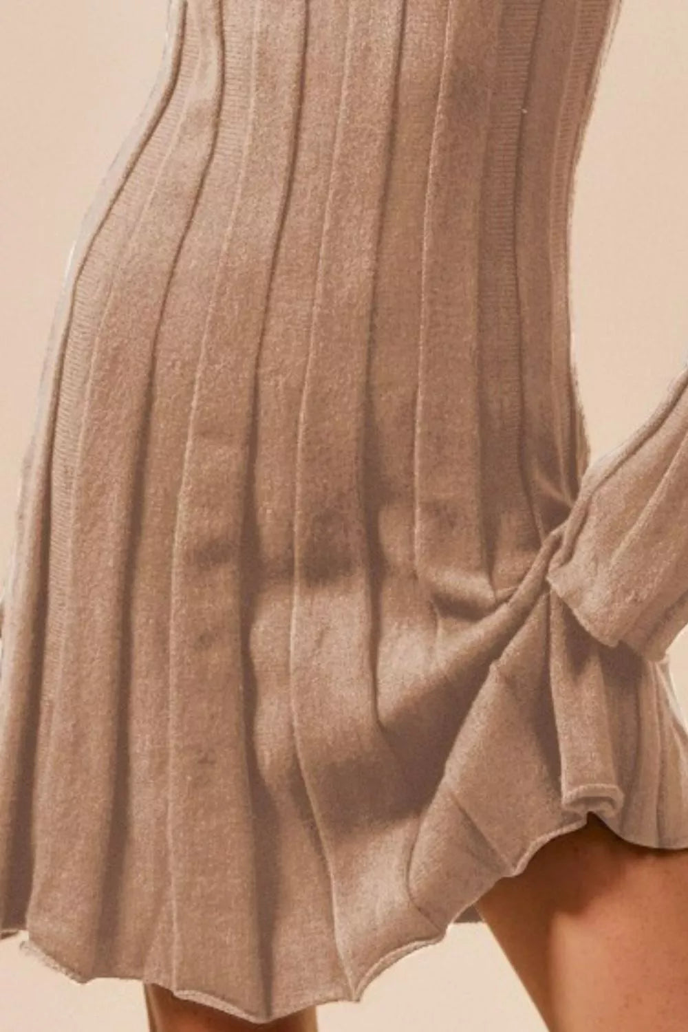 SO ME Ribbed Long Sleeve Mini Sweater Dress LATTE / L