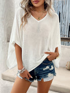 V-Neck Batwing Sleeve Knit Top - Charming Charlie
