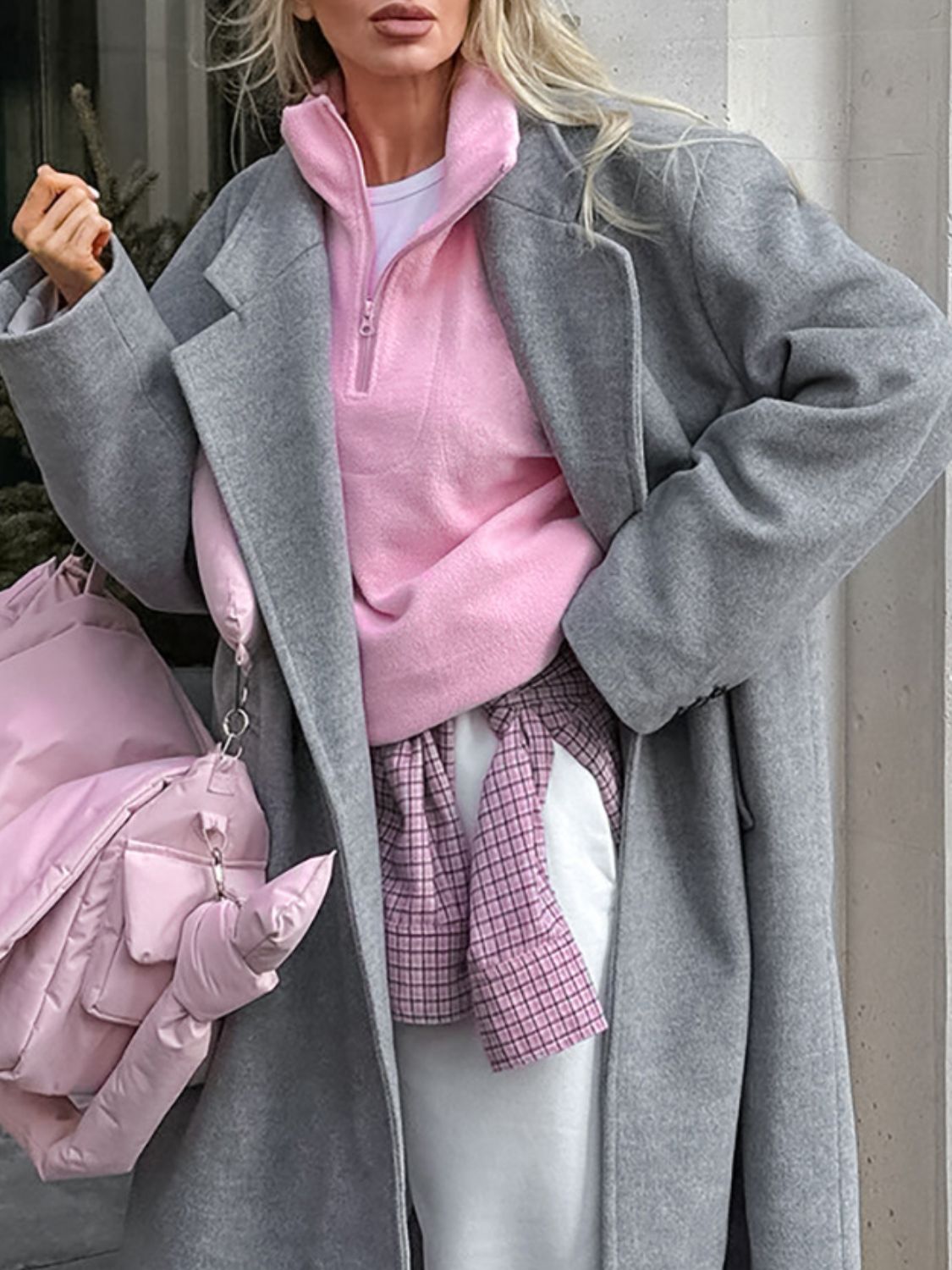 Bizzle ピンクジップL Quarter Zip Long Sleeve Sweatshirt – Charming Charlie
