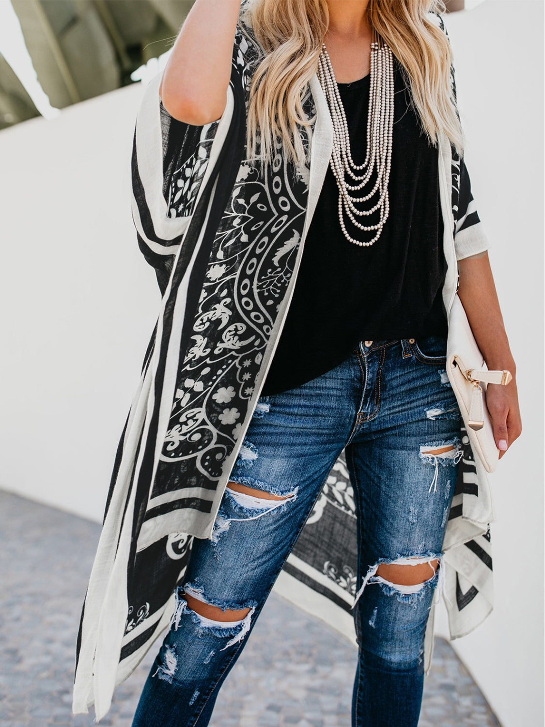 Printed Open Front Cover-Up - Charming Charlie