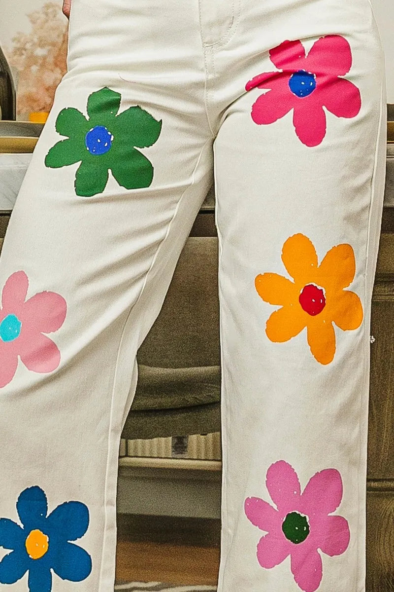 BiBi Flower Print Straight Legs Pants – Charming Charlie