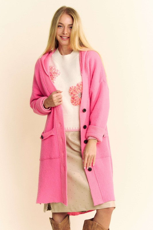 Davi & Dani Side Slit Button Up Hooded Cardigan - Charming Charlie