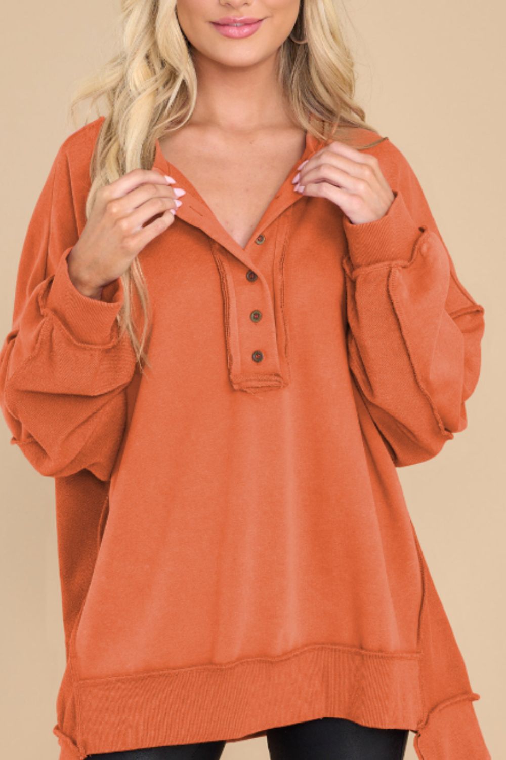 Exposed Seam Long Sleeve Sweatshirt - Charming Charlie