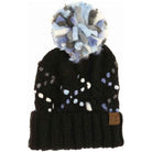 Black C.C Knitted Lining Beanie With Chunky Jumbo Yarn Pom Warm Winter Hat; reach for this classic toasty hat to keep you nice n warm in the chilly winter weather, the wintry touch finish to your outfit. Perfect Gift Birthday, Christmas, Holiday, Anniversary, Stocking Stuffer, Secret Santa, Valentine's Day, Loved One, BFF