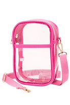 Fuchsia Clear Crossbody Stadium Bag combines functionality with compliance, featuring a fully transparent design that meets most stadium security requirements. Its lightweight construction and adjustable crossbody strap provide comfort and ease of use, allowing quick access to your essentials while keeping them visible for hassle-free entry. Ideal for sports events, concerts, and venues with strict bag policies. 