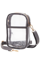 Gray Clear Crossbody Stadium Bag combines functionality with compliance, featuring a fully transparent design that meets most stadium security requirements. Its lightweight construction and adjustable crossbody strap provide comfort and ease of use, allowing quick access to your essentials while keeping them visible for hassle-free entry. Ideal for sports events, concerts, and venues with strict bag policies. 