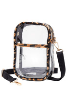 Leopard Clear Crossbody Stadium Bag combines functionality with compliance, featuring a fully transparent design that meets most stadium security requirements. Its lightweight construction and adjustable crossbody strap provide comfort and ease of use, allowing quick access to your essentials while keeping them visible for hassle-free entry. Ideal for sports events, concerts, and venues with strict bag policies. 