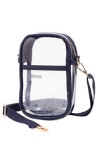 Navy Clear Crossbody Stadium Bag combines functionality with compliance, featuring a fully transparent design that meets most stadium security requirements. Its lightweight construction and adjustable crossbody strap provide comfort and ease of use, allowing quick access to your essentials while keeping them visible for hassle-free entry. Ideal for sports events, concerts, and venues with strict bag policies. 