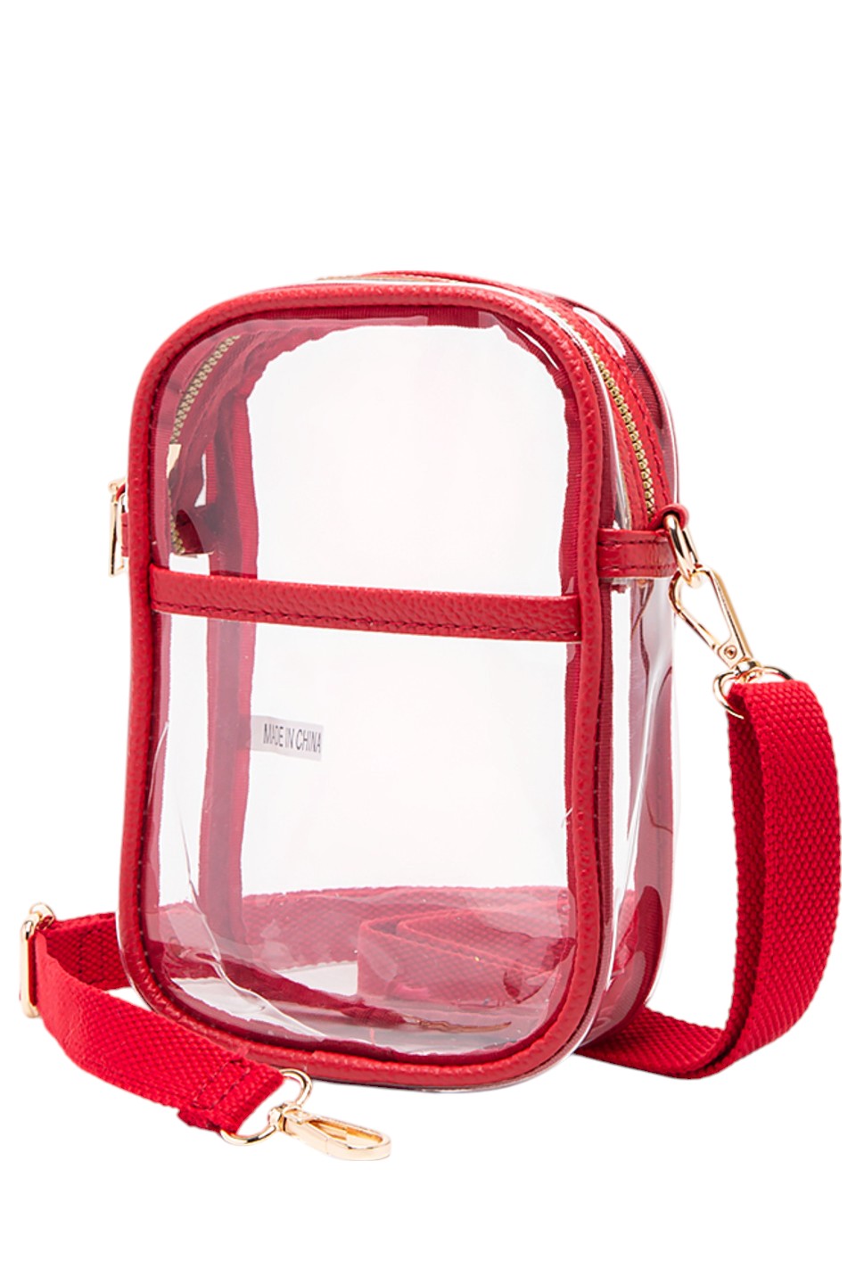 Red Clear Crossbody Stadium Bag combines functionality with compliance, featuring a fully transparent design that meets most stadium security requirements. Its lightweight construction and adjustable crossbody strap provide comfort and ease of use, allowing quick access to your essentials while keeping them visible for hassle-free entry. Ideal for sports events, concerts, and venues with strict bag policies. 