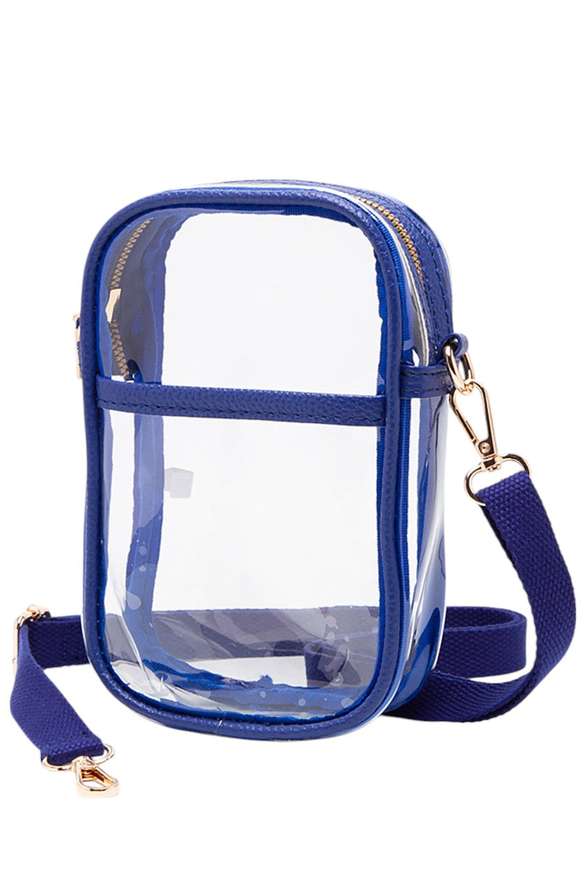 RoyalBlue Clear Crossbody Stadium Bag combines functionality with compliance, featuring a fully transparent design that meets most stadium security requirements. Its lightweight construction and adjustable crossbody strap provide comfort and ease of use, allowing quick access to your essentials while keeping them visible for hassle-free entry. Ideal for sports events, concerts, and venues with strict bag policies. 