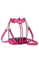 Fuchsia Clear Crossbody Stadium Bucket Bag offers a sleek, transparent design ideal for stadium events and venues with clear bag policies. Its bucket shape provides ample space for essentials while maintaining a compact profile. The adjustable crossbody strap ensures comfortable, hands-free carrying, making it a practical choice for active outings. Crafted for durability and easy visibility, this bag combines functionality with compliance, perfect for those seeking convenience without sacrificing style.