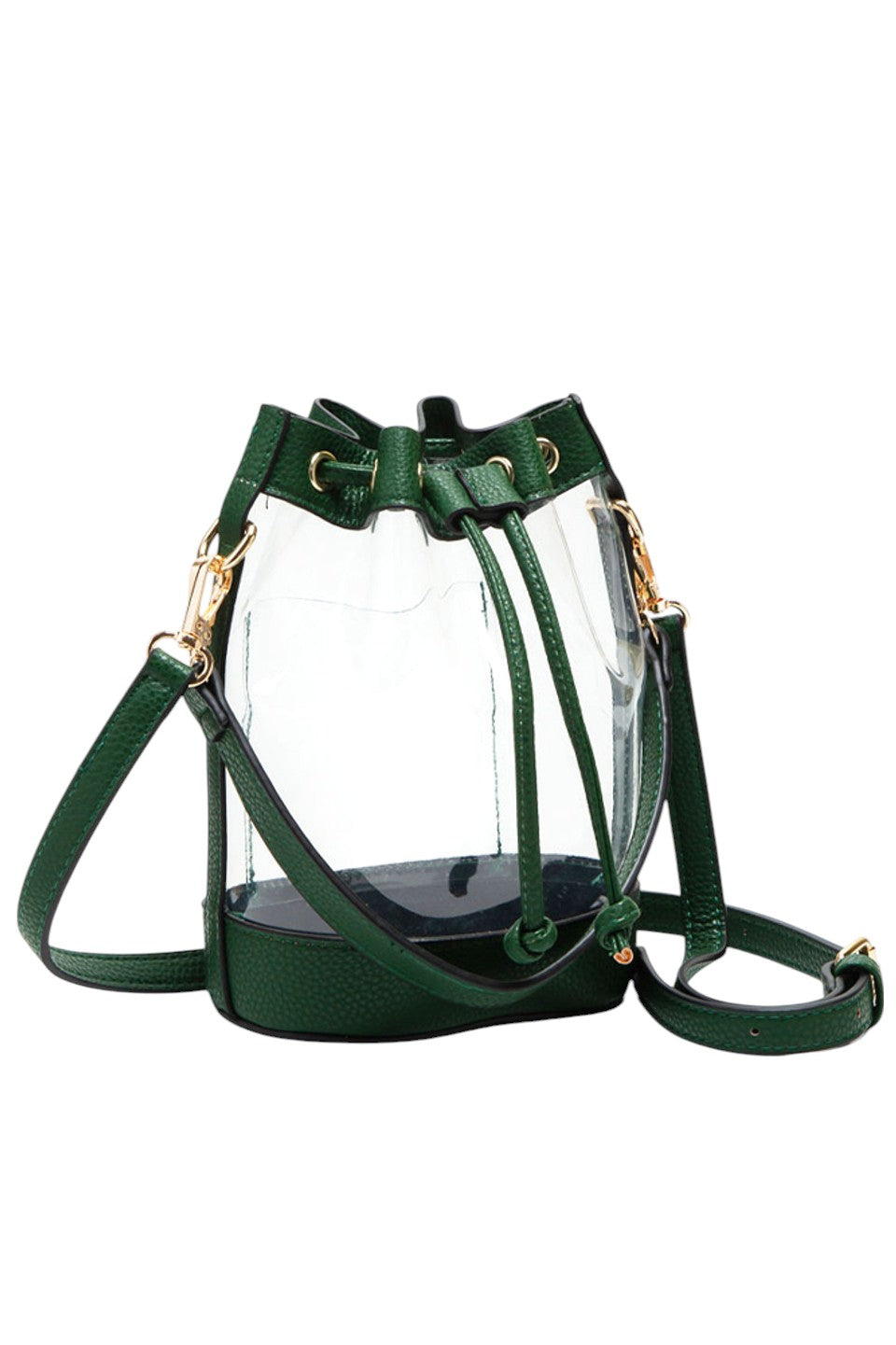 Green Clear Crossbody Stadium Bucket Bag offers a sleek, transparent design ideal for stadium events and venues with clear bag policies. Its bucket shape provides ample space for essentials while maintaining a compact profile. The adjustable crossbody strap ensures comfortable, hands-free carrying, making it a practical choice for active outings. Crafted for durability and easy visibility, this bag combines functionality with compliance, perfect for those seeking convenience without sacrificing style.