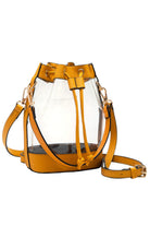 Mustard Clear Crossbody Stadium Bucket Bag offers a sleek, transparent design ideal for stadium events and venues with clear bag policies. Its bucket shape provides ample space for essentials while maintaining a compact profile. The adjustable crossbody strap ensures comfortable, hands-free carrying, making it a practical choice for active outings. Crafted for durability and easy visibility, this bag combines functionality with compliance, perfect for those seeking convenience without sacrificing style.