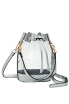 Clear Crossbody Stadium Bucket Bag offers a sleek, transparent design ideal for stadium events and venues with clear bag policies. Its bucket shape provides ample space for essentials while maintaining a compact profile. The adjustable crossbody strap ensures comfortable, hands-free carrying, making it a practical choice for active outings. Crafted for durability and easy visibility, this bag combines functionality with compliance, perfect for those seeking convenience without sacrificing style.