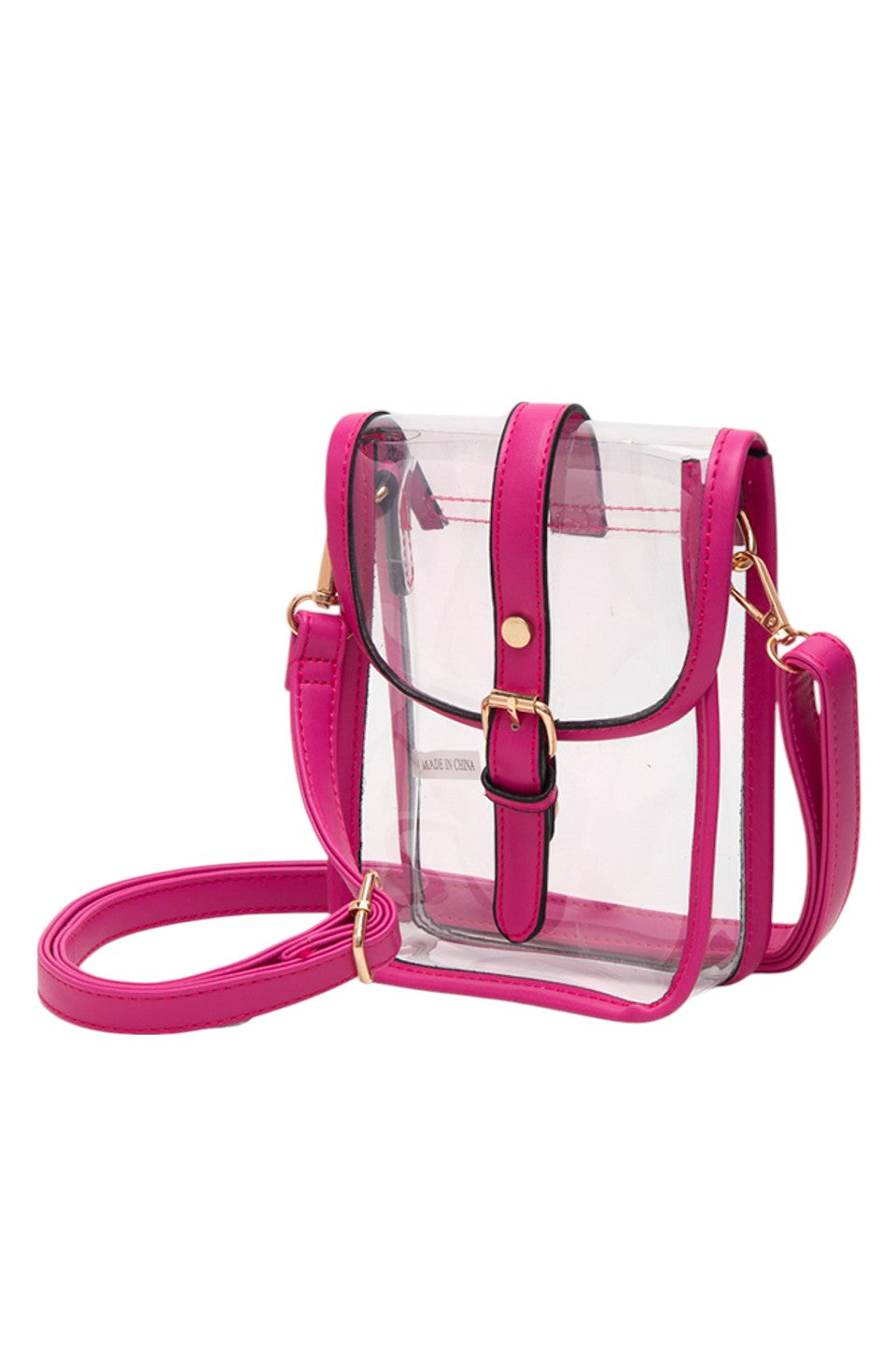 Fuchsia Clear Crossbody Stadium Concert Transparent Bag is expertly crafted to comply with venue security standards while offering practical functionality. Its fully transparent design enables swift security checks, and the adjustable crossbody strap provides comfortable, hands-free wear. Made from durable, lightweight materials, this bag is perfect for concerts, sports events, and festivals, ensuring your belongings stay secure and easily accessible throughout the event.