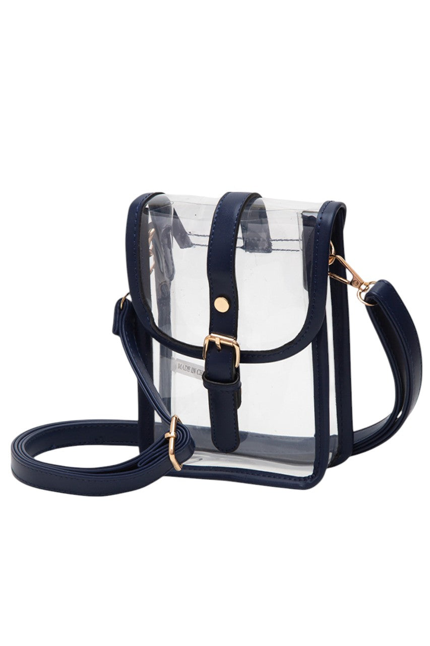 Navy Clear Crossbody Stadium Concert Transparent Bag is expertly crafted to comply with venue security standards while offering practical functionality. Its fully transparent design enables swift security checks, and the adjustable crossbody strap provides comfortable, hands-free wear. Made from durable, lightweight materials, this bag is perfect for concerts, sports events, and festivals, ensuring your belongings stay secure and easily accessible throughout the event.