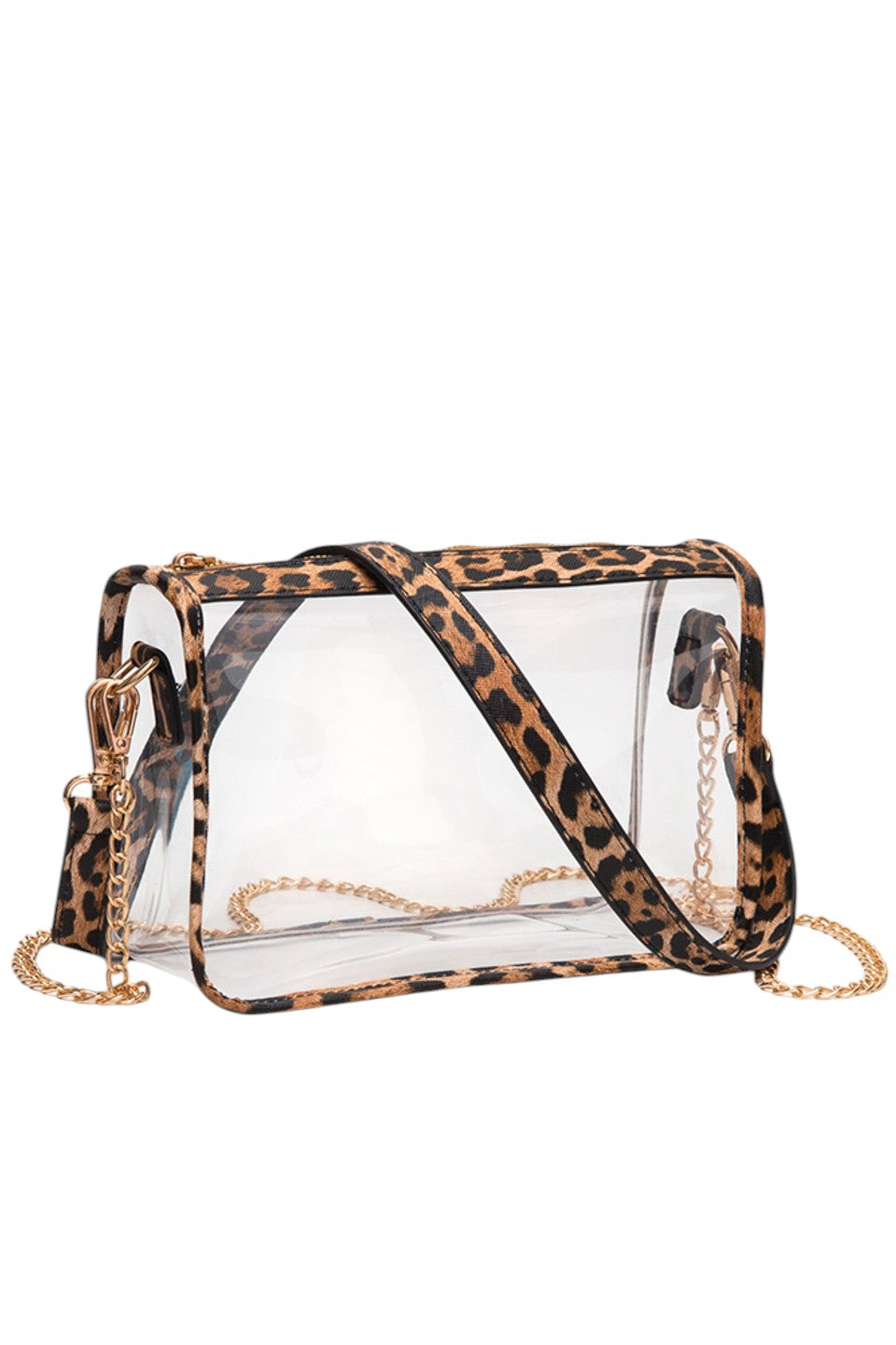 Leopard Clear Rectangle Stadium Concert Crossbody Bag offers a sleek, transparent design ideal for event security compliance. Its rectangular shape provides ample space for essentials while maintaining a compact profile. The adjustable crossbody strap ensures comfortable wear, making it perfect for concerts and stadium visits where quick access and visibility are essential. Durable materials guarantee longevity, combining practicality with modern style for hassle-free outings. 