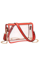 Orange  Clear Rectangle Stadium Concert Crossbody Bag offers a sleek, transparent design ideal for event security compliance. Its rectangular shape provides ample space for essentials while maintaining a compact profile. The adjustable crossbody strap ensures comfortable wear, making it perfect for concerts and stadium visits where quick access and visibility are essential. Durable materials guarantee longevity, combining practicality with modern style for hassle-free outings. 