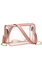 Pink Clear Rectangle Stadium Concert Crossbody Bag offers a sleek, transparent design ideal for event security compliance. Its rectangular shape provides ample space for essentials while maintaining a compact profile. The adjustable crossbody strap ensures comfortable wear, making it perfect for concerts and stadium visits where quick access and visibility are essential. Durable materials guarantee longevity, combining practicality with modern style for hassle-free outings. 