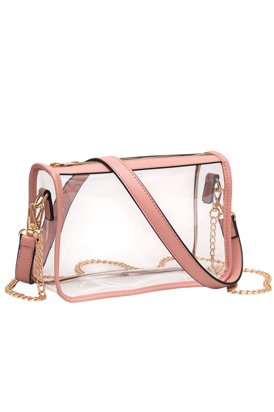 Pink Clear Rectangle Stadium Concert Crossbody Bag offers a sleek, transparent design ideal for event security compliance. Its rectangular shape provides ample space for essentials while maintaining a compact profile. The adjustable crossbody strap ensures comfortable wear, making it perfect for concerts and stadium visits where quick access and visibility are essential. Durable materials guarantee longevity, combining practicality with modern style for hassle-free outings. 