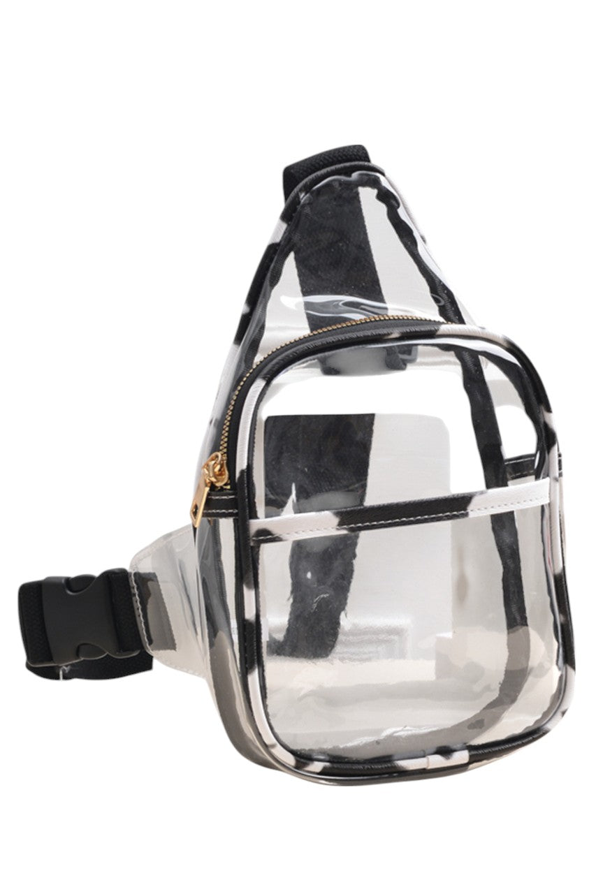 Clear Stadium Concert Sling Bag is expertly crafted to comply with venue security policies, featuring a fully transparent design for effortless inspection. Its compact size and adjustable sling strap provide comfortable, hands-free convenience, perfect for carrying essentials during concerts or sporting events. Made from durable materials, this bag ensures both security and practicality without compromising style.