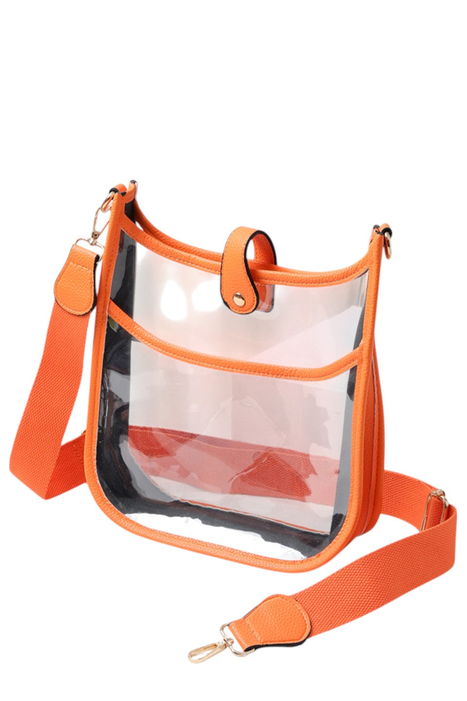 Clear Stadium Crossbody Bag offers a practical solution for carrying essentials while complying with stadium security policies. Crafted from transparent materials, it allows for quick inspection without sacrificing style. Its compact design and adjustable strap provide comfortable, hands-free convenience, making it ideal for sports events, concerts, and other venues requiring clear bags. Durable and easy to clean, this crossbody bag combines functionality with compliance for a seamless event experience. 