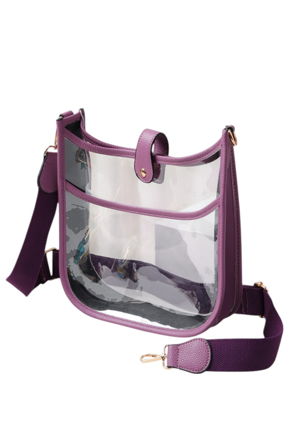 Clear Stadium Crossbody Bag offers a practical solution for carrying essentials while complying with stadium security policies. Crafted from transparent materials, it allows for quick inspection without sacrificing style. Its compact design and adjustable strap provide comfortable, hands-free convenience, making it ideal for sports events, concerts, and other venues requiring clear bags. Durable and easy to clean, this crossbody bag combines functionality with compliance for a seamless event experience. 