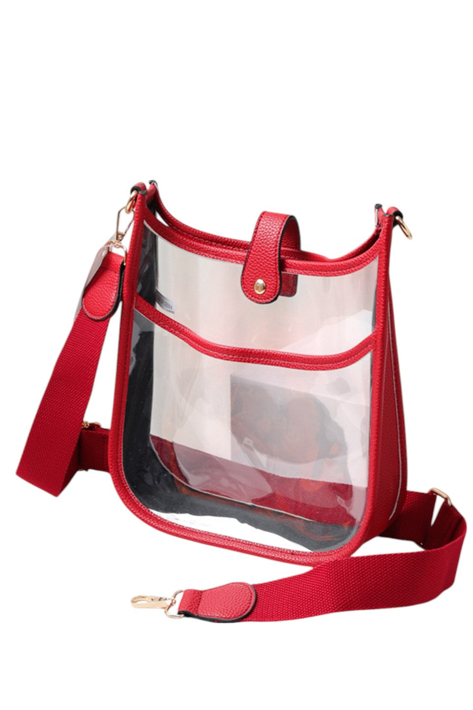 Clear Stadium Crossbody Bag offers a practical solution for carrying essentials while complying with stadium security policies. Crafted from transparent materials, it allows for quick inspection without sacrificing style. Its compact design and adjustable strap provide comfortable, hands-free convenience, making it ideal for sports events, concerts, and other venues requiring clear bags. Durable and easy to clean, this crossbody bag combines functionality with compliance for a seamless event experience. 
