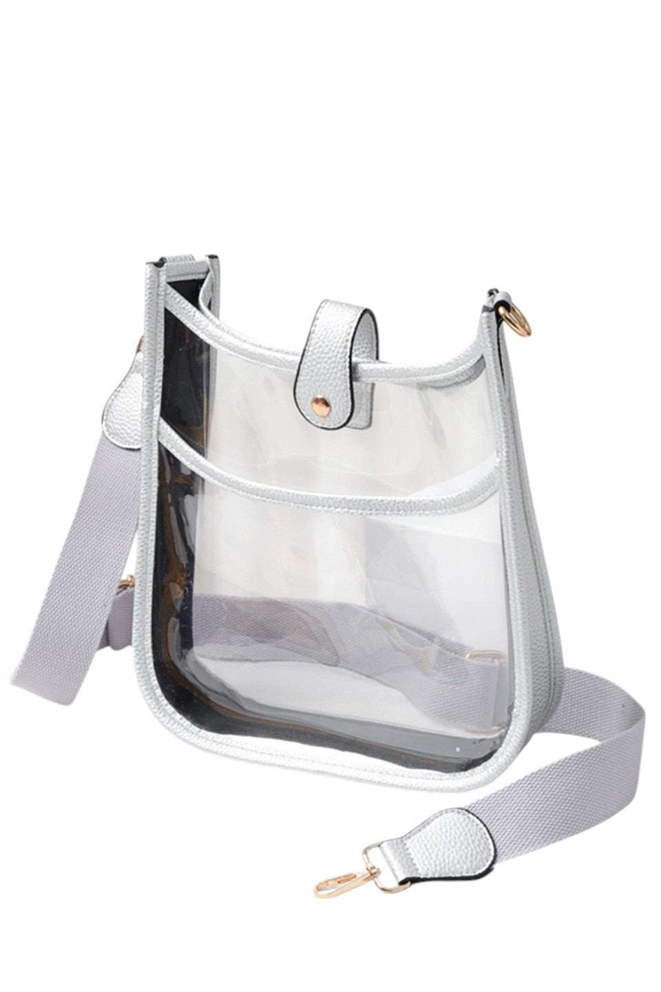 Clear Stadium Crossbody Bag offers a practical solution for carrying essentials while complying with stadium security policies. Crafted from transparent materials, it allows for quick inspection without sacrificing style. Its compact design and adjustable strap provide comfortable, hands-free convenience, making it ideal for sports events, concerts, and other venues requiring clear bags. Durable and easy to clean, this crossbody bag combines functionality with compliance for a seamless event experience. 