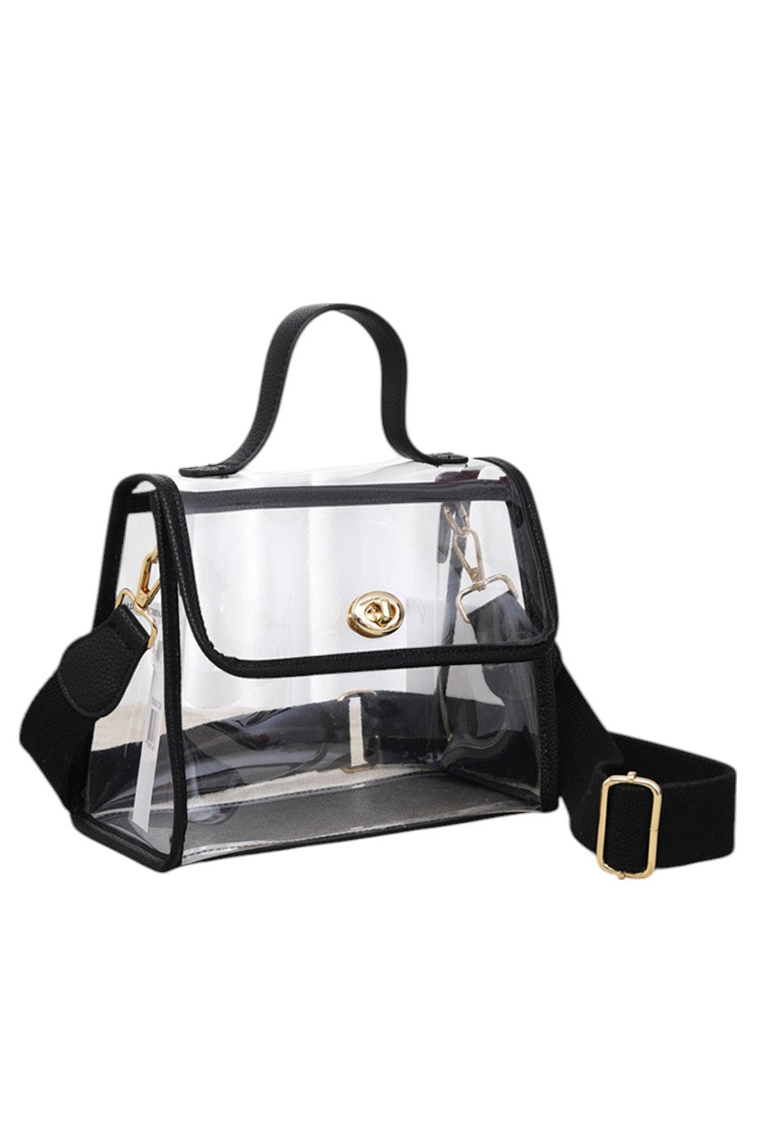 Clear Stadium Crossbody Hand Bag offers a transparent design ideal for quick security checks at events. Its compact size and adjustable strap provide hands-free convenience and comfortable wear. Crafted for durability, this bag combines practicality with style, making it perfect for stadiums, concerts, and everyday use where clear visibility of contents is required.