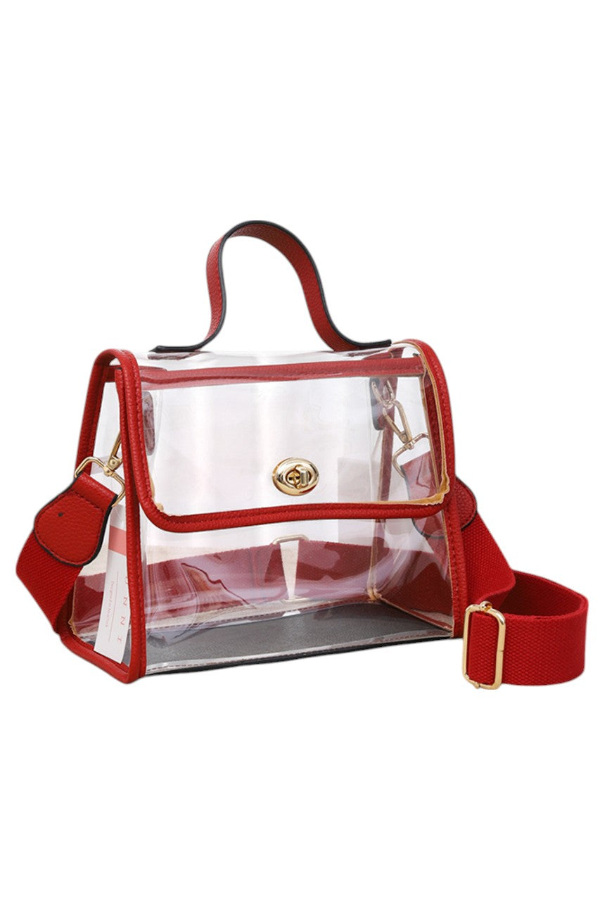 Clear Stadium Crossbody Hand Bag offers a transparent design ideal for quick security checks at events. Its compact size and adjustable strap provide hands-free convenience and comfortable wear. Crafted for durability, this bag combines practicality with style, making it perfect for stadiums, concerts, and everyday use where clear visibility of contents is required.