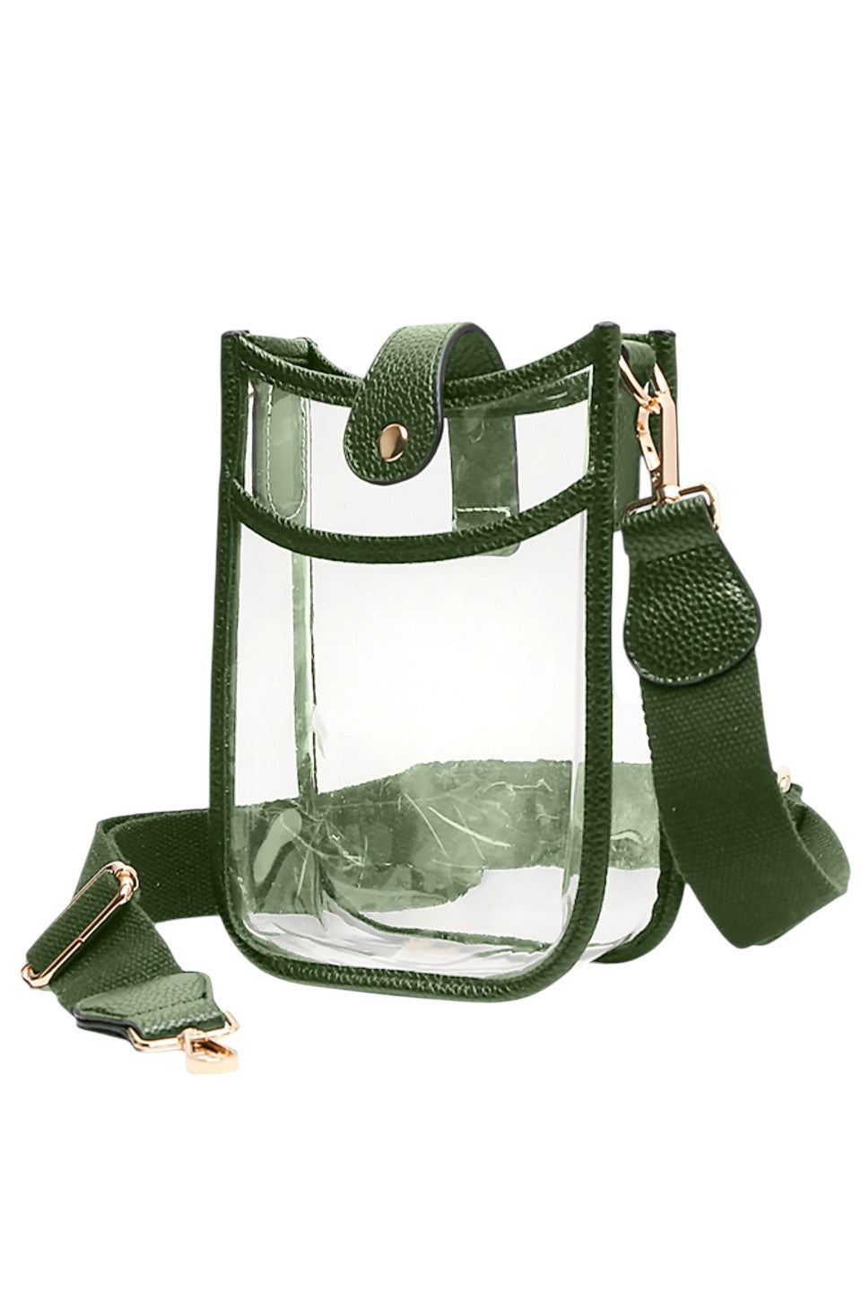 Clear Stadium Crossbody Mini Bag offers a sleek, transparent design ideal for event venues with strict bag policies. Its compact size ensures convenience without sacrificing style, while the adjustable crossbody strap provides comfortable, hands-free wear. Crafted for durability and easy access, this mini bag is perfect for securely carrying essentials at stadiums, concerts, or festivals. 