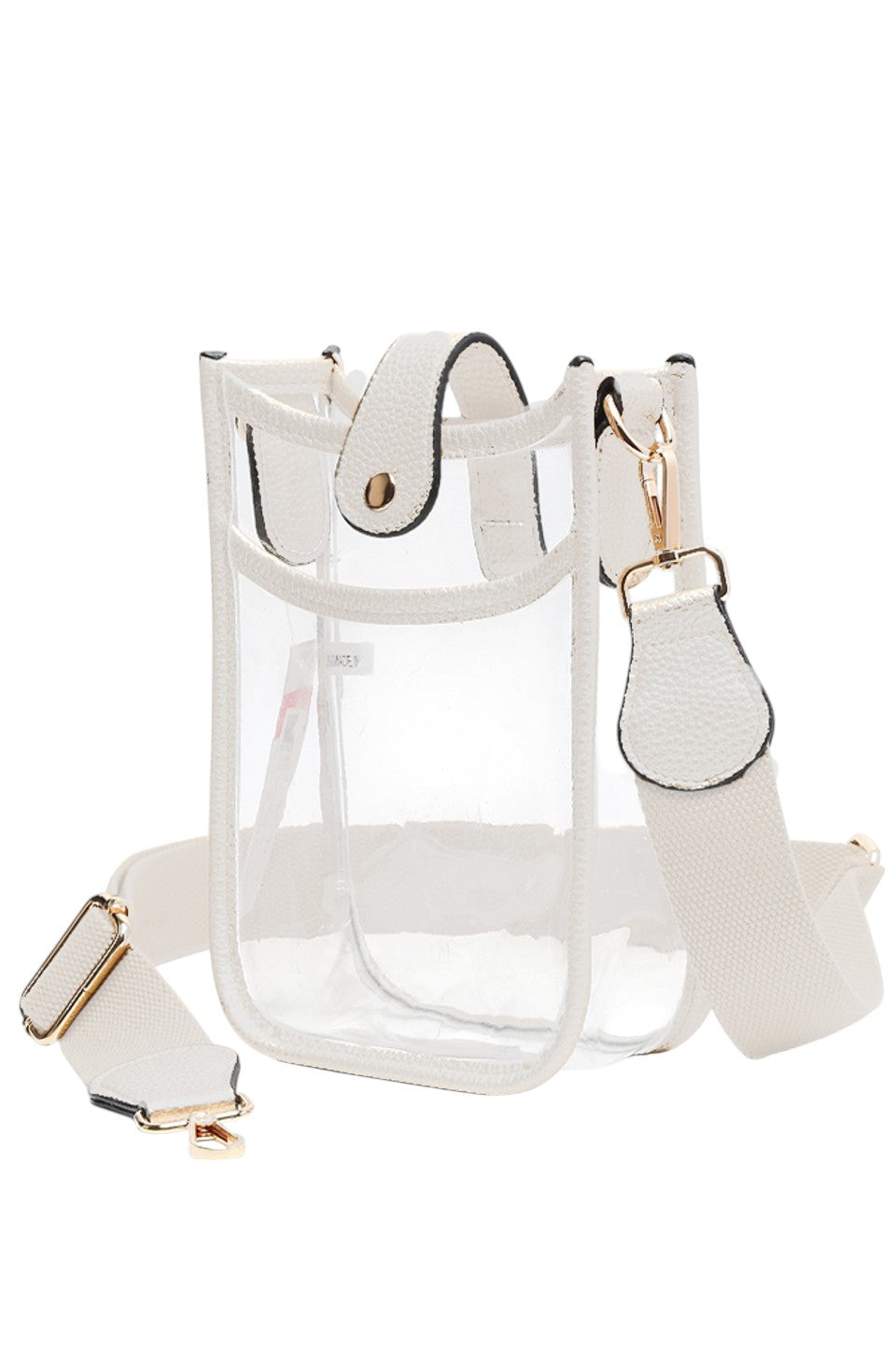 Clear Stadium Crossbody Mini Bag offers a sleek, transparent design ideal for event venues with strict bag policies. Its compact size ensures convenience without sacrificing style, while the adjustable crossbody strap provides comfortable, hands-free wear. Crafted for durability and easy access, this mini bag is perfect for securely carrying essentials at stadiums, concerts, or festivals. 