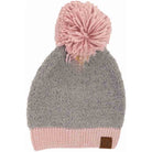 Color Block Knitted Sherpa Pom C.C Beanie - Light Grey - Beanies