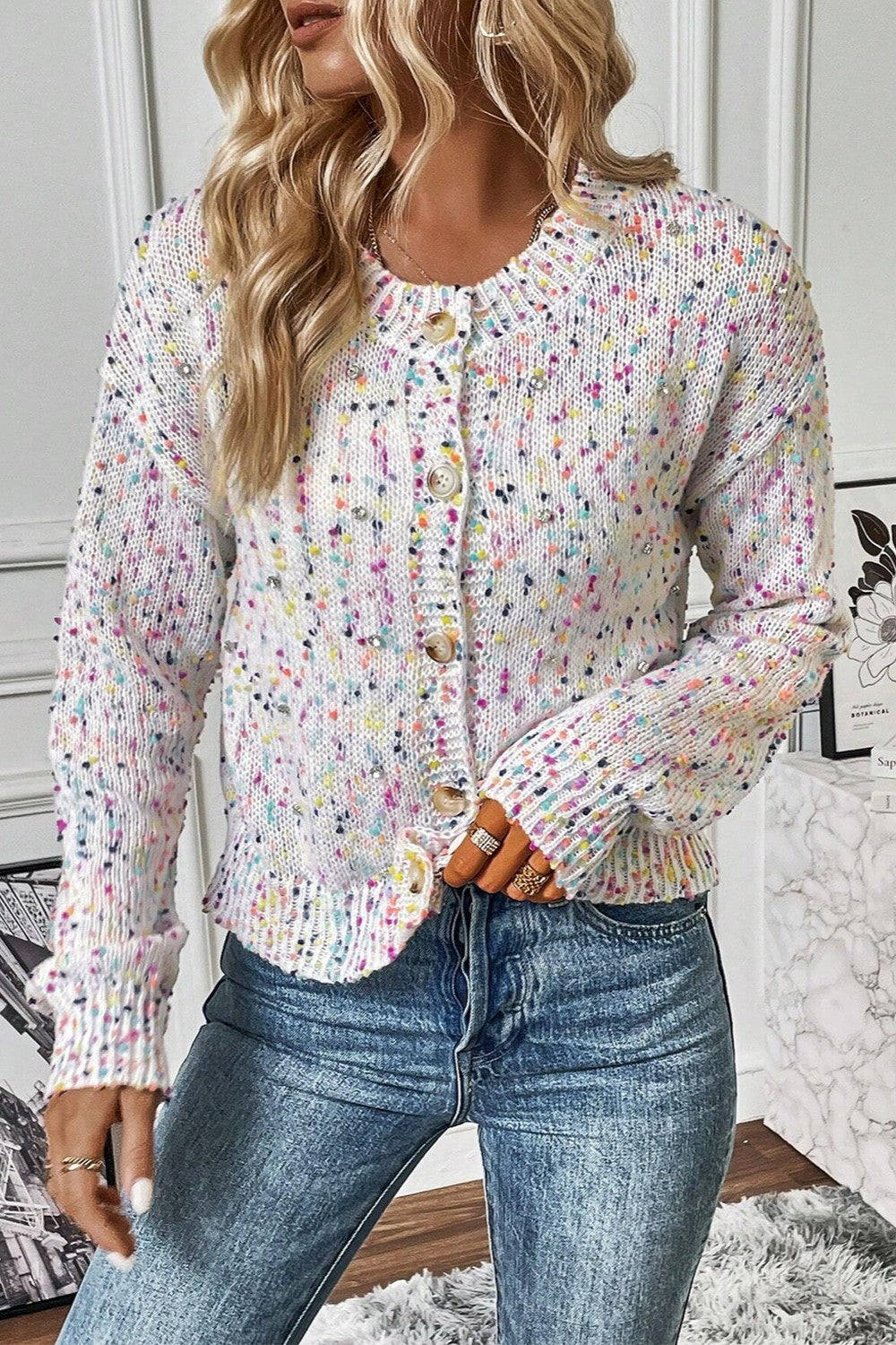 Confetti Button Up Long Sleeve Cardigan – Charming Charlie