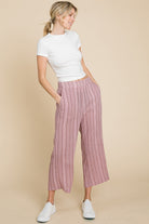 Cotton Bleu by Nu Lab Striped Elastic Waist Wide Leg Pants - Charming Charlie