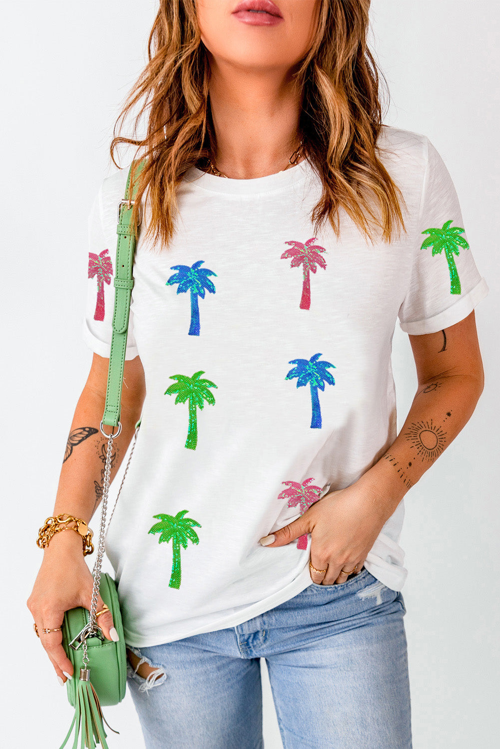 Coconut Palm Round Neck Short Sleeve T-Shirt - Charming Charlie