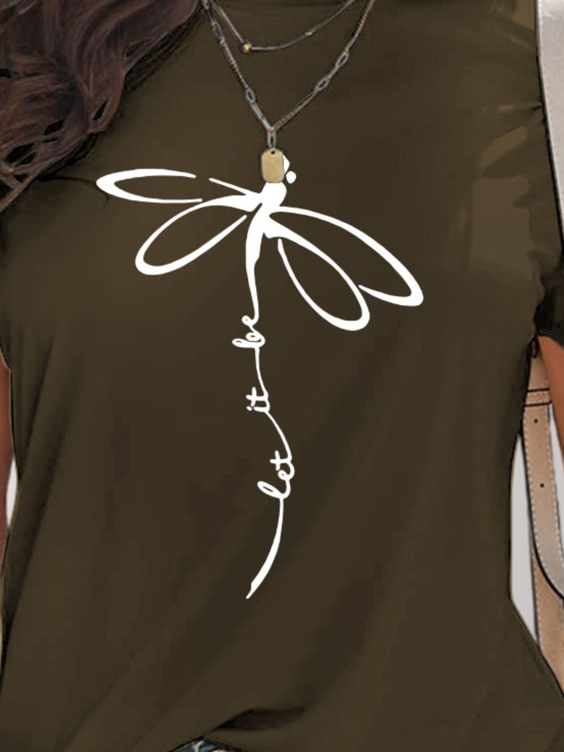 Dragonfly Graphic Round Neck Short Sleeve T-Shirt - Charming Charlie