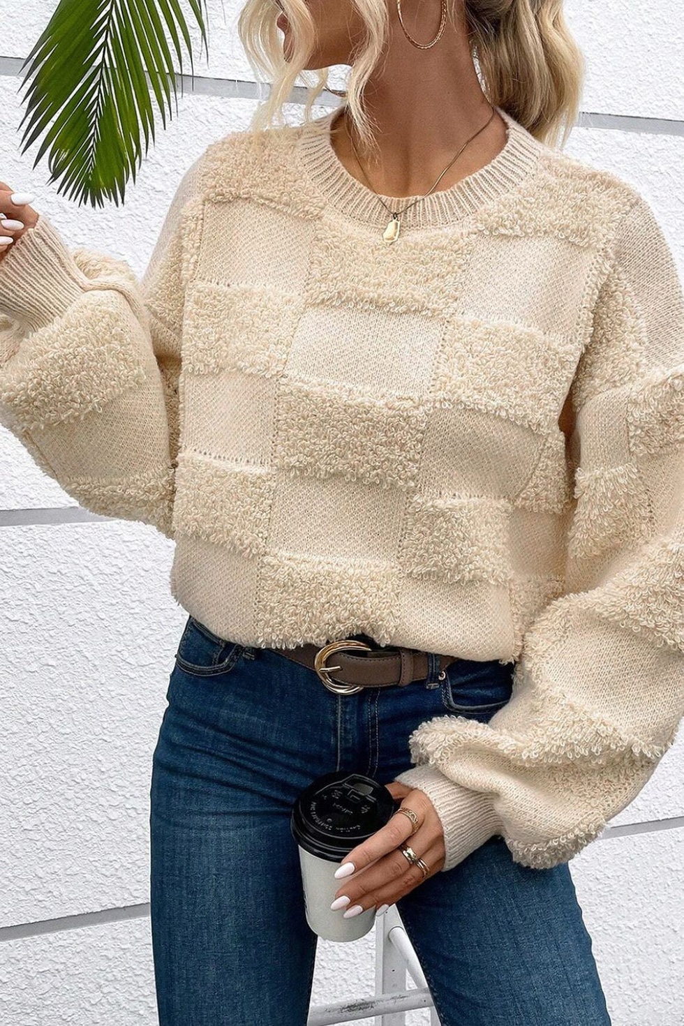 Round Neck Dropped Shoulder Sweater main image 1