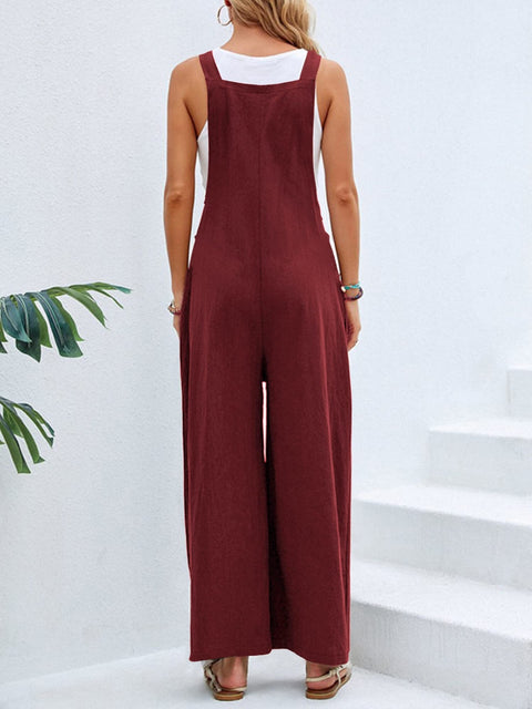 Square Neck Wide Strap Denim Overalls