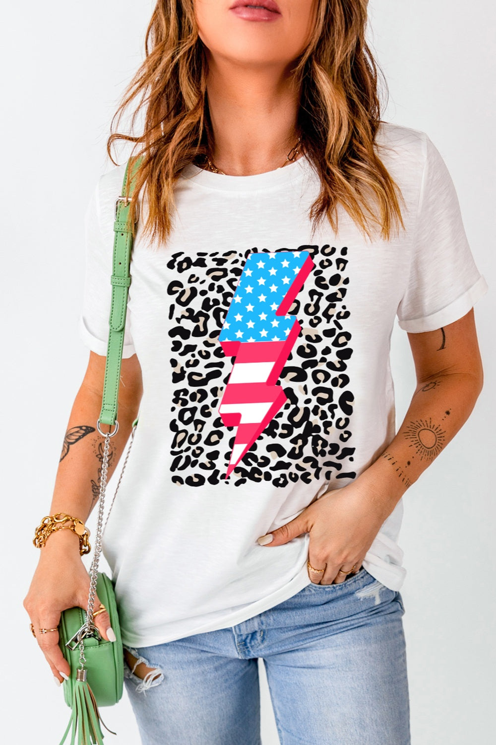 Graphic Round Neck Short Sleeve T-Shirt - Charming Charlie
