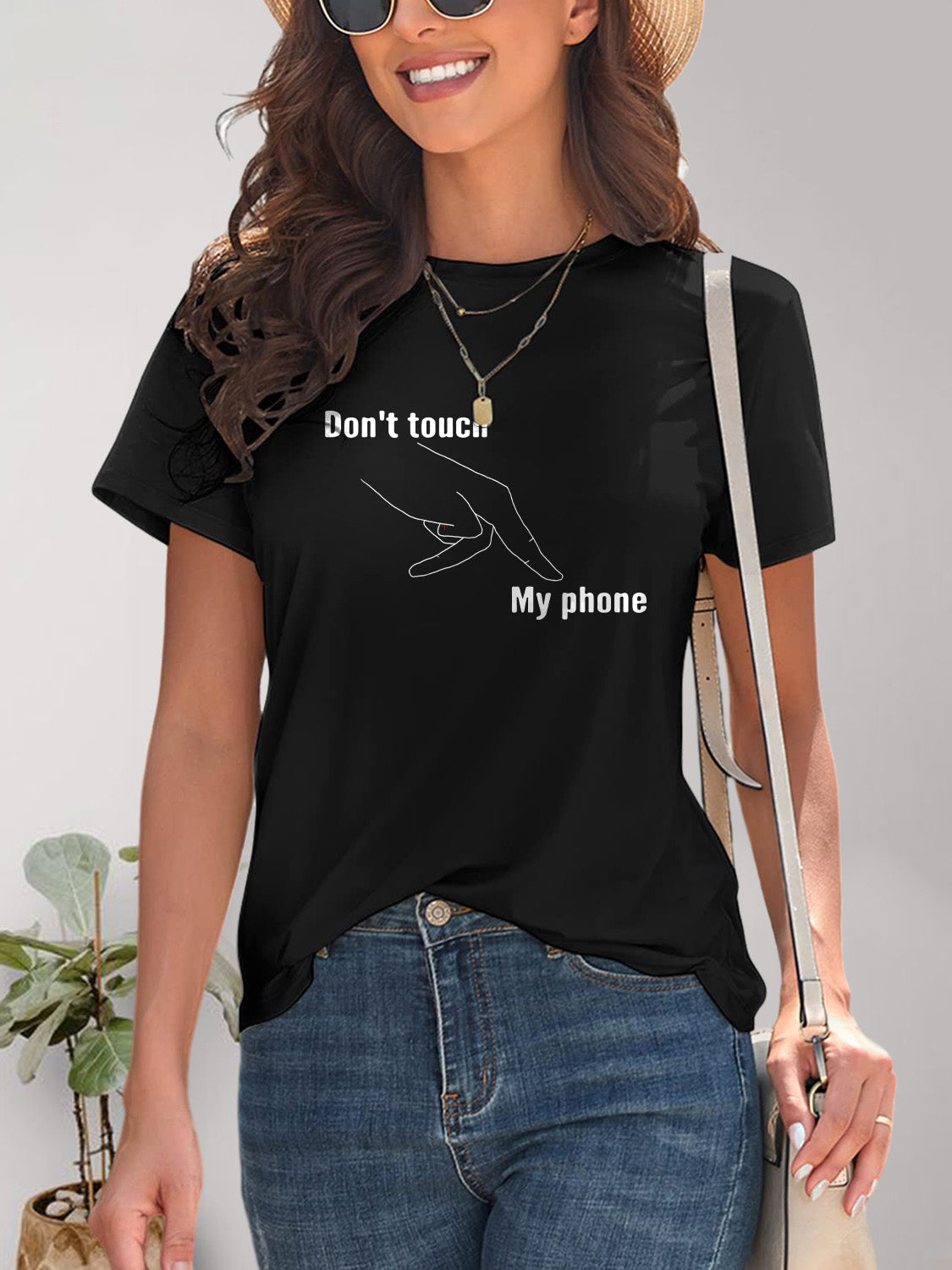 Graphic Round Neck Short Sleeve T-Shirt - Charming Charlie
