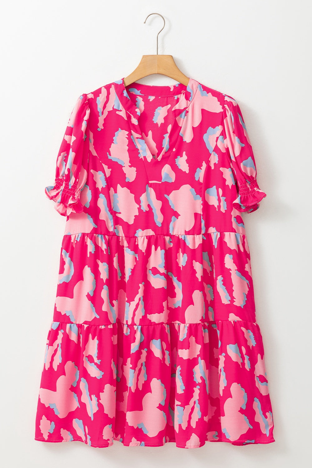 Ruffled Printed Short Sleeve Mini Dress - Charming Charlie