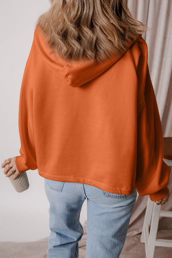 Half Zip Pocketed Dropped Shoulder Hoodie main image 0