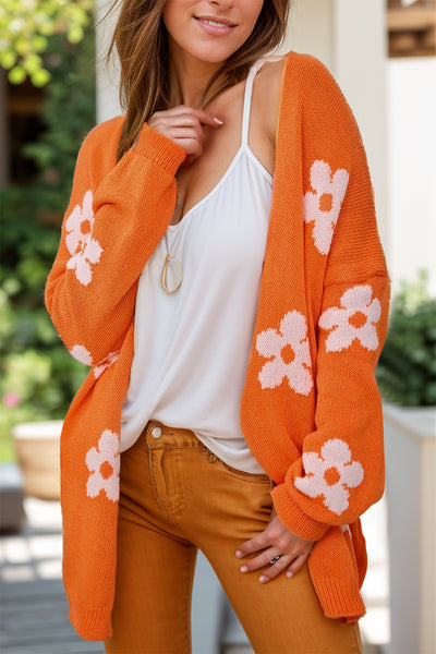 Flower Open Front Long Sleeve Cardigan – Charming Charlie