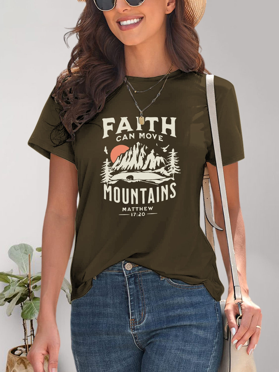 Graphic Round Neck Short Sleeve T-Shirt - Charming Charlie