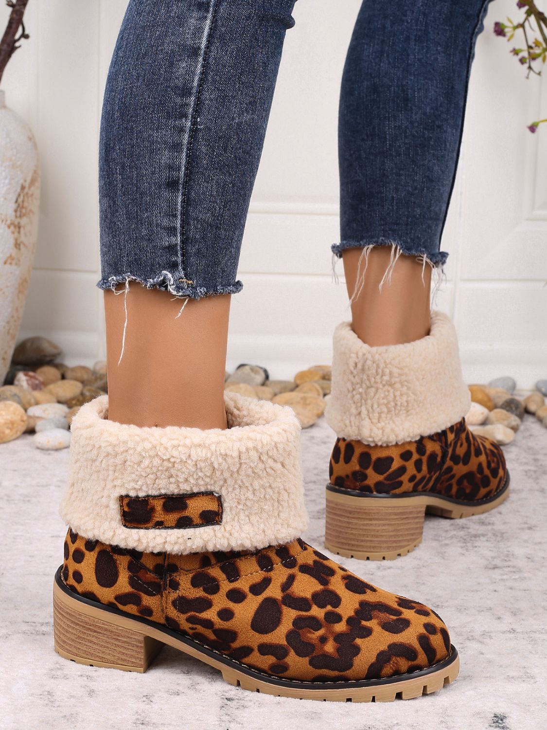 Leopard Block Heel Fuzzy Boots – Charming Charlie